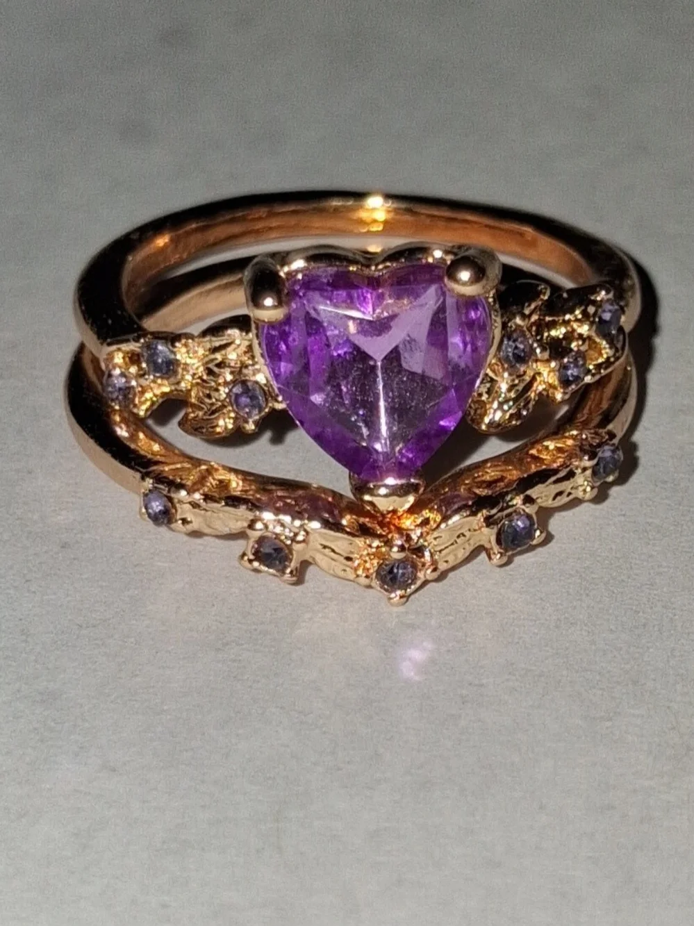 Gold Amethyst Heart Ring
